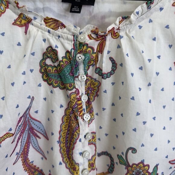 Talbots Top Womens 3X Plus Floral Tropical Breathable Beach‎ Cotton Boho Coastal - Picture 6 of 15